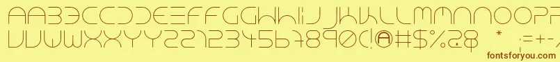 フォントNeonClubMusicLight – 茶色の文字が黄色の背景にあります。