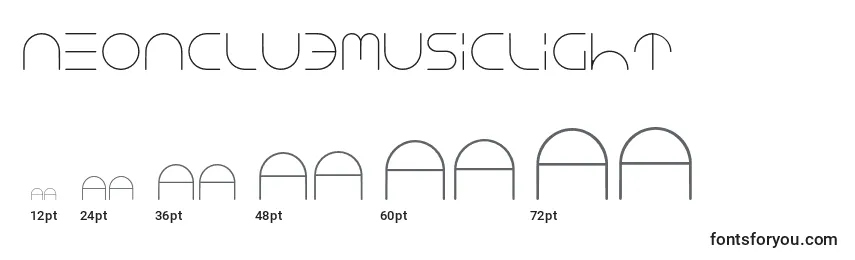 Размеры шрифта NeonClubMusicLight