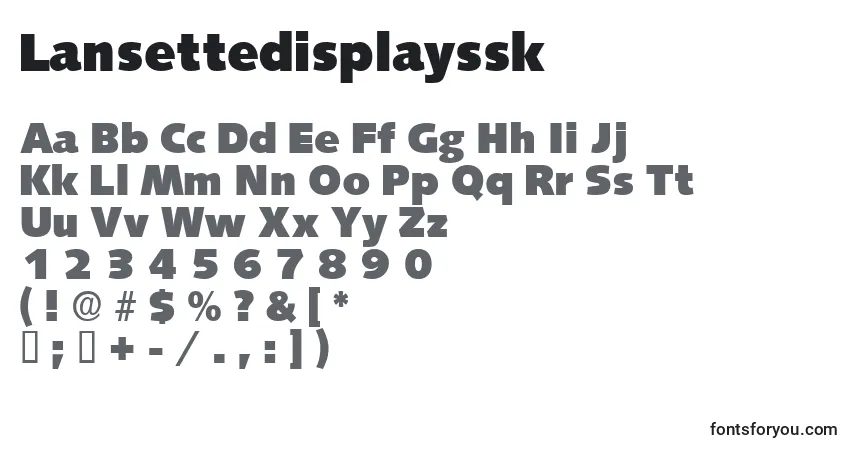 Czcionka Lansettedisplayssk – alfabet, cyfry, specjalne znaki