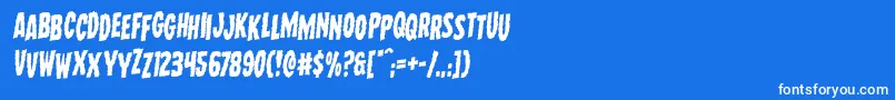 Wolfbrothersstagrotal-Schriftart – Weiße Schriften auf blauem Hintergrund