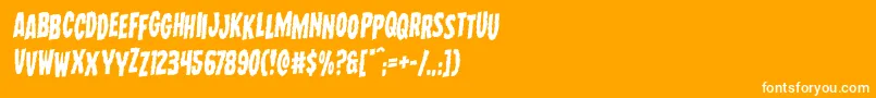 Wolfbrothersstagrotal-Schriftart – Weiße Schriften auf orangefarbenem Hintergrund