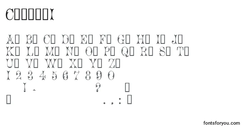 Schriftart Cicero1 – Alphabet, Zahlen, spezielle Symbole