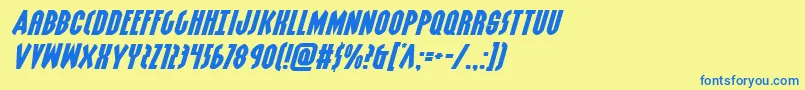 Czcionka Grendelsmotherxtraexpandital – niebieskie czcionki na żółtym tle