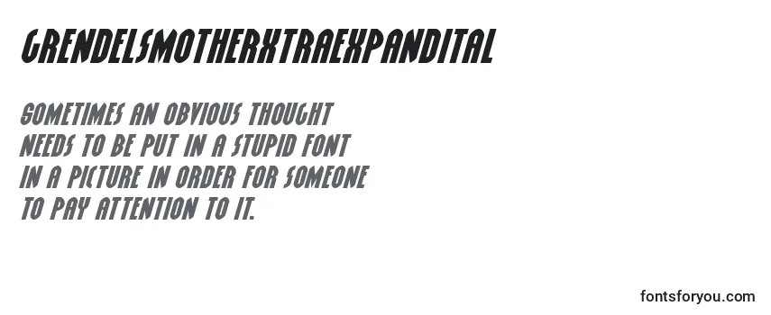 Review of the Grendelsmotherxtraexpandital Font