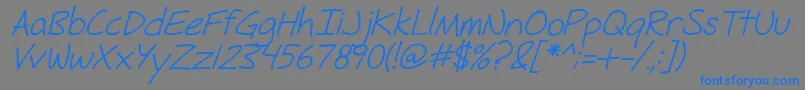 FhHyperboleRegularItalic-Schriftart – Blaue Schriften auf grauem Hintergrund