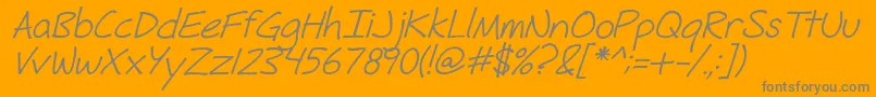 FhHyperboleRegularItalic-Schriftart – Graue Schriften auf orangefarbenem Hintergrund