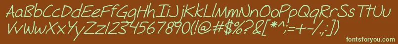 FhHyperboleRegularItalic Font – Green Fonts on Brown Background