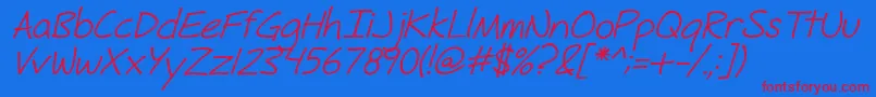 FhHyperboleRegularItalic Font – Red Fonts on Blue Background