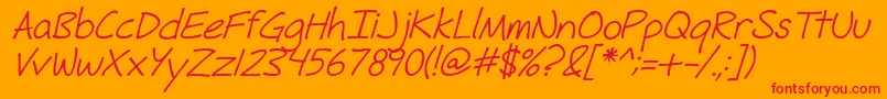 FhHyperboleRegularItalic Font – Red Fonts on Orange Background