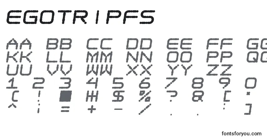 A fonte EgotripFs – alfabeto, números, caracteres especiais