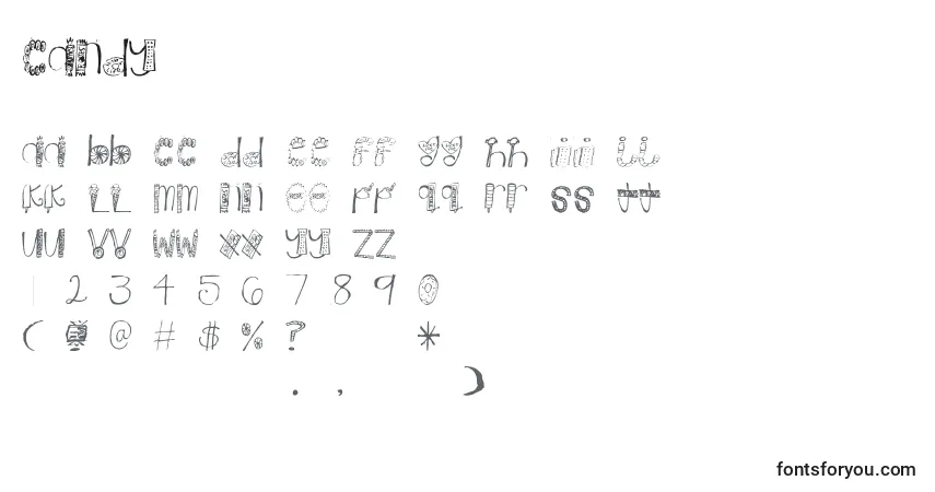 Czcionka Candy (79505) – alfabet, cyfry, specjalne znaki