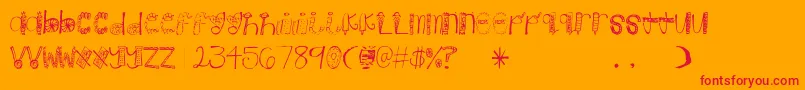 Candy-Schriftart – Rote Schriften auf orangefarbenem Hintergrund