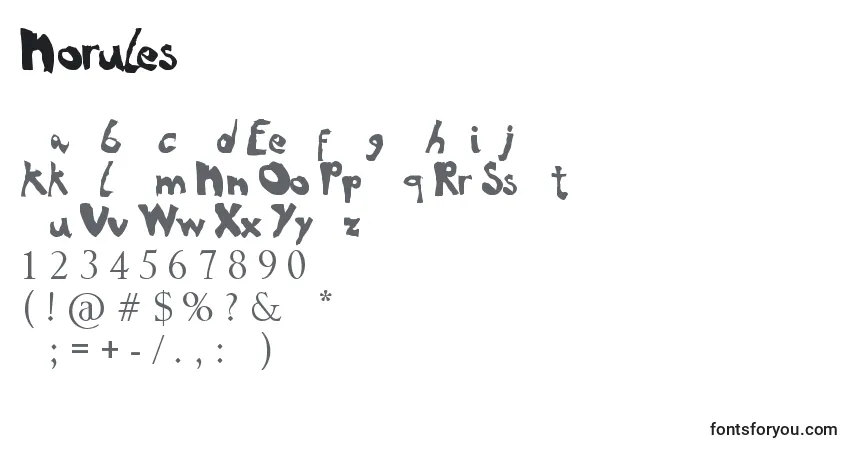 Schriftart Norules – Alphabet, Zahlen, spezielle Symbole