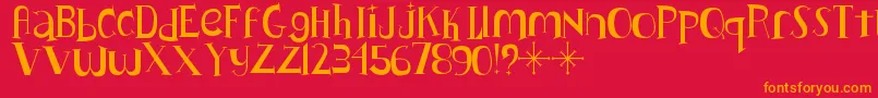 フォントLushus – 赤い背景にオレンジの文字