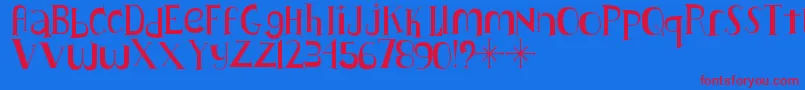 Lushus-Schriftart – Rote Schriften auf blauem Hintergrund