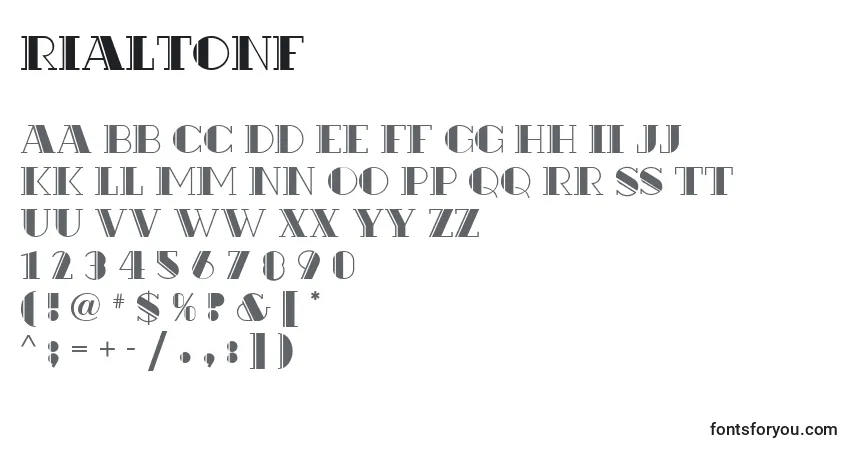 Czcionka RialtoNf – alfabet, cyfry, specjalne znaki