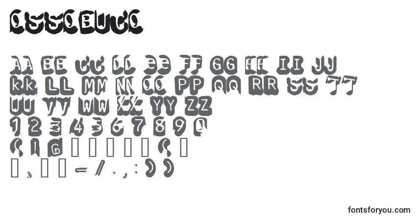 A fonte Ossobuco – alfabeto, números, caracteres especiais