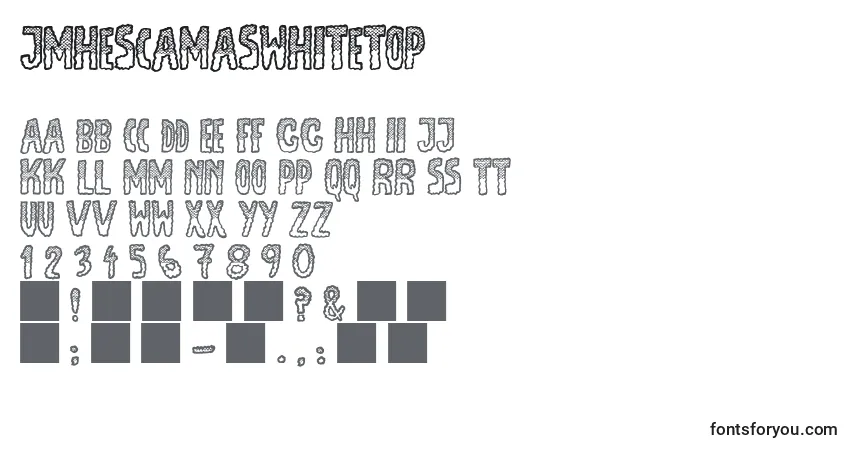 JmhEscamasWhiteTop (79511) Font – alphabet, numbers, special characters