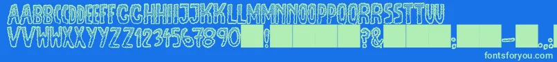 JmhEscamasWhiteTop Font – Green Fonts on Blue Background