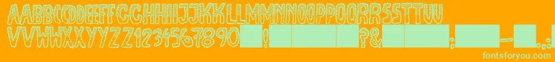 JmhEscamasWhiteTop-Schriftart – Grüne Schriften auf orangefarbenem Hintergrund