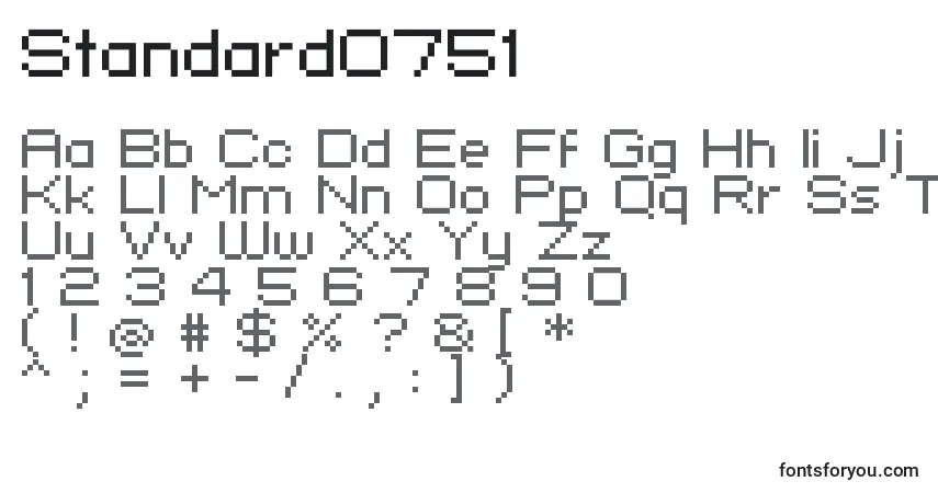 Standard0751-fontti – aakkoset, numerot, erikoismerkit
