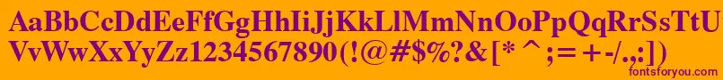 Dutch801BoldBt-fontti – violetit fontit oranssilla taustalla