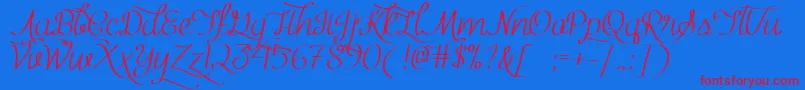 MfKindWitty Font – Red Fonts on Blue Background