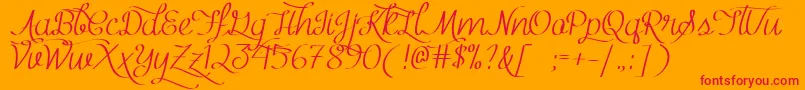 MfKindWitty-Schriftart – Rote Schriften auf orangefarbenem Hintergrund