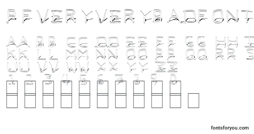Czcionka PfVeryverybadfont7Shadow – alfabet, cyfry, specjalne znaki
