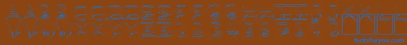 PfVeryverybadfont7Shadow-Schriftart – Blaue Schriften auf braunem Hintergrund