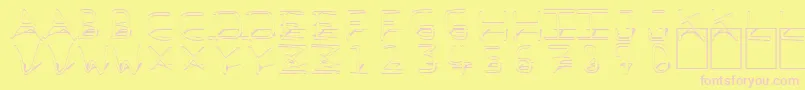 PfVeryverybadfont7Shadow-fontti – vaaleanpunaiset fontit keltaisella taustalla
