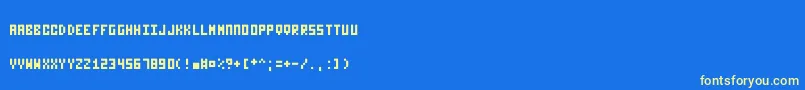 Nanotype-Schriftart – Gelbe Schriften auf blauem Hintergrund