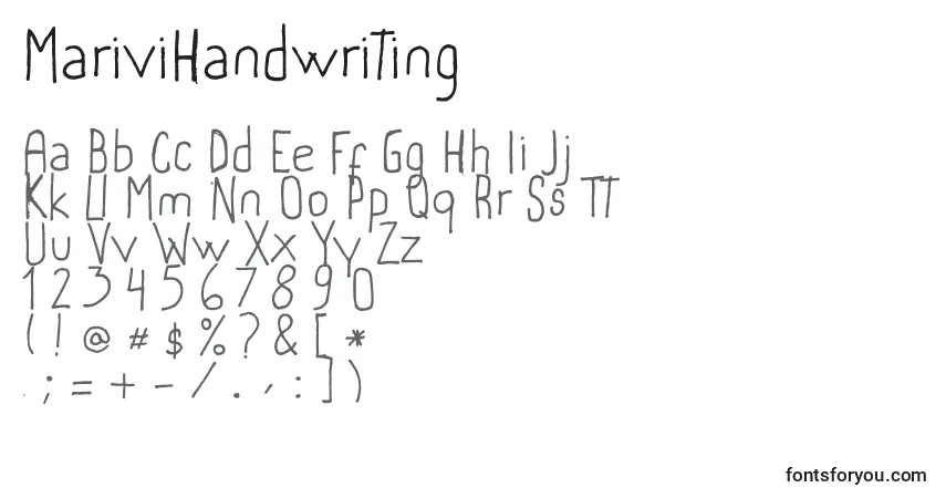 Шрифт MariviHandwriting – алфавит, цифры, специальные символы