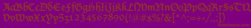 Shablon-Schriftart – Braune Schriften auf violettem Hintergrund