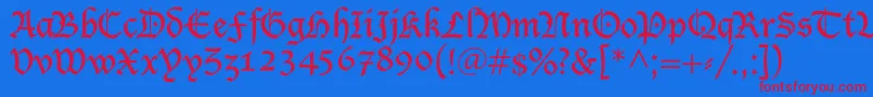 Shablon-fontti – punaiset fontit sinisellä taustalla