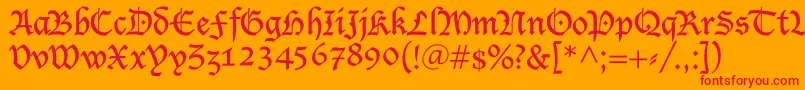 フォントShablon – オレンジの背景に赤い文字