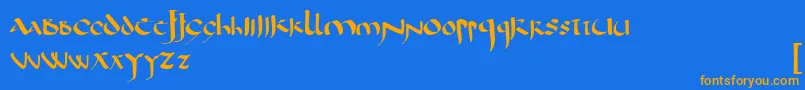 CorbeiUncial-Schriftart – Orangefarbene Schriften auf blauem Hintergrund