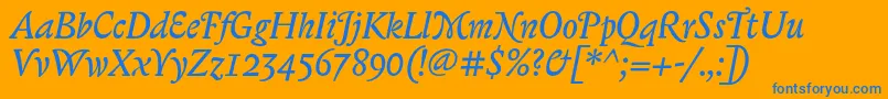 Saiba mais sobre a fonte BiblonOtItalic Fonte BiblonOtItalic – fontes azuis em um fundo laranja