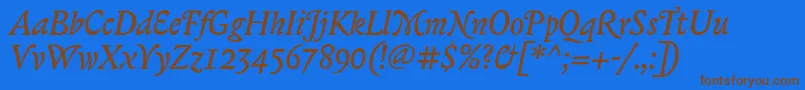 BiblonOtItalic Font – Brown Fonts on Blue Background
