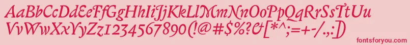 BiblonOtItalic-Schriftart – Rote Schriften auf rosa Hintergrund