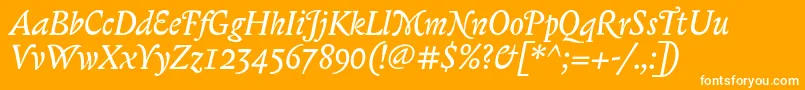 Fonte BiblonOtItalic – fontes brancas em um fundo laranja
