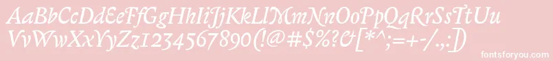 Fonte BiblonOtItalic – fontes brancas em um fundo rosa