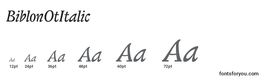 Размеры шрифта BiblonOtItalic