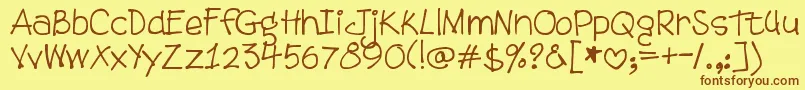 DjbTweenybopper Font – Brown Fonts on Yellow Background