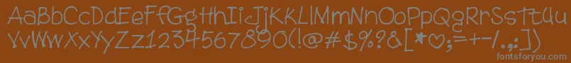 Saiba mais sobre a fonte DjbTweenybopper Fonte DjbTweenybopper – fontes cinzas em um fundo marrom
