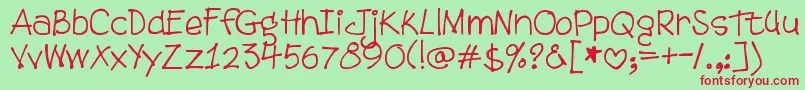 DjbTweenybopper Font – Red Fonts on Green Background