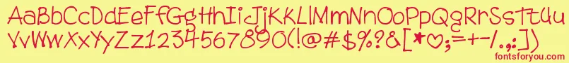 DjbTweenybopper Font – Red Fonts on Yellow Background