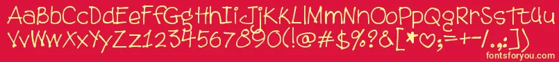 DjbTweenybopper Font – Yellow Fonts on Red Background