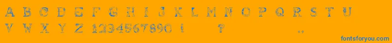AbusivePencil-Schriftart – Blaue Schriften auf orangefarbenem Hintergrund