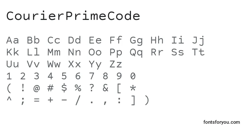 Шрифт CourierPrimeCode – алфавит, цифры, специальные символы